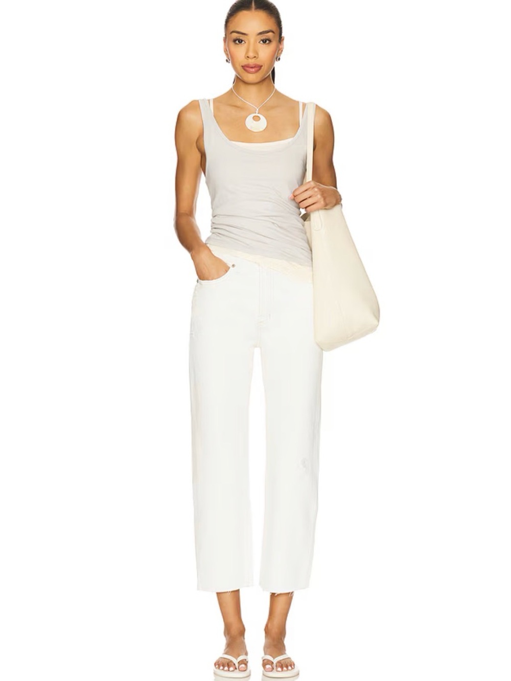 Pistola Cassie Crop Ankle Straight Leg Jeans White Sz 28
